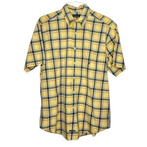 Nautica Yellow Gray Plaid Short Sleeve Button‎ Down Mens Shirt